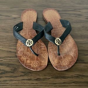 Tory Burch Black & Brown Thora Sandals